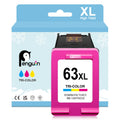Penguin 63XL Ink Cartridge for HP Envy 4520 4516 4522 Officejet 3830 4650 3833 4512 4516 4520 4522 4655 5255 5200 Deskjet 3630 3632 2132 Printer Remanufactured 63 XL hp63 Tri-Color 1-Pack