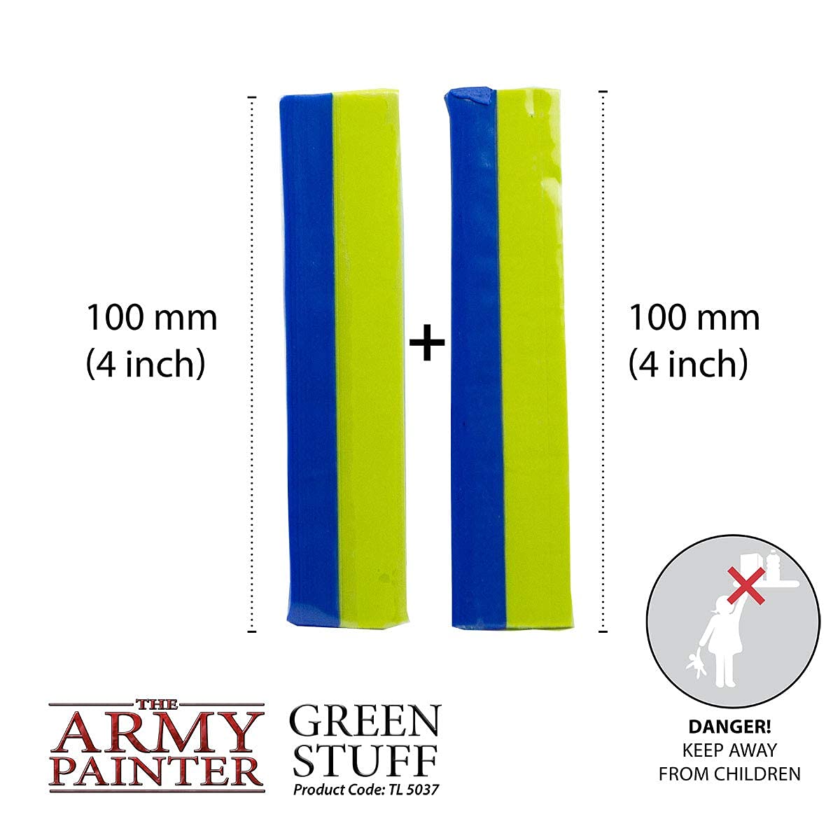 The Army Painter 2 Part Modeling Clay, 20cm - Moldable Model Putty Modeling Compound for Miniatures, Easy-to-Knead Green Putty Epoxy Clay for Sculpting - The Original Green Stuff Kneadatite