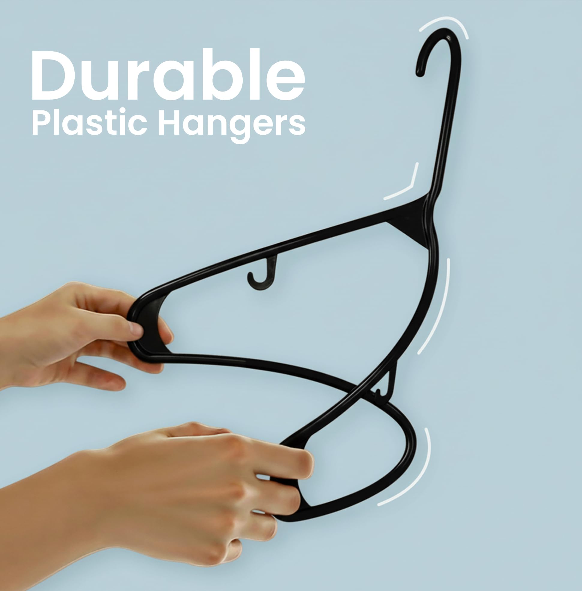 Utopia Home Plastic Hanger, 50 Pack, Black Clothes Hangers with Hooks, Durable Heavy Duty Coat Hangers for Shirts, Pants, Skirts, Jackets, Blouses, Dresses, and Everyday Closet Organization