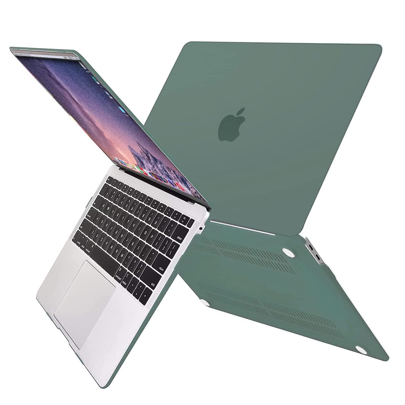 MOSISO Compatible with MacBook Air 13 inch Case M1 Chip 2021-2018 Release A2337 A2179 A1932, Plastic Hard Shell&Keyboard Cover&Screen Film&Storage Bag for MacBook Air 13.3 inch Case, Midnight Green