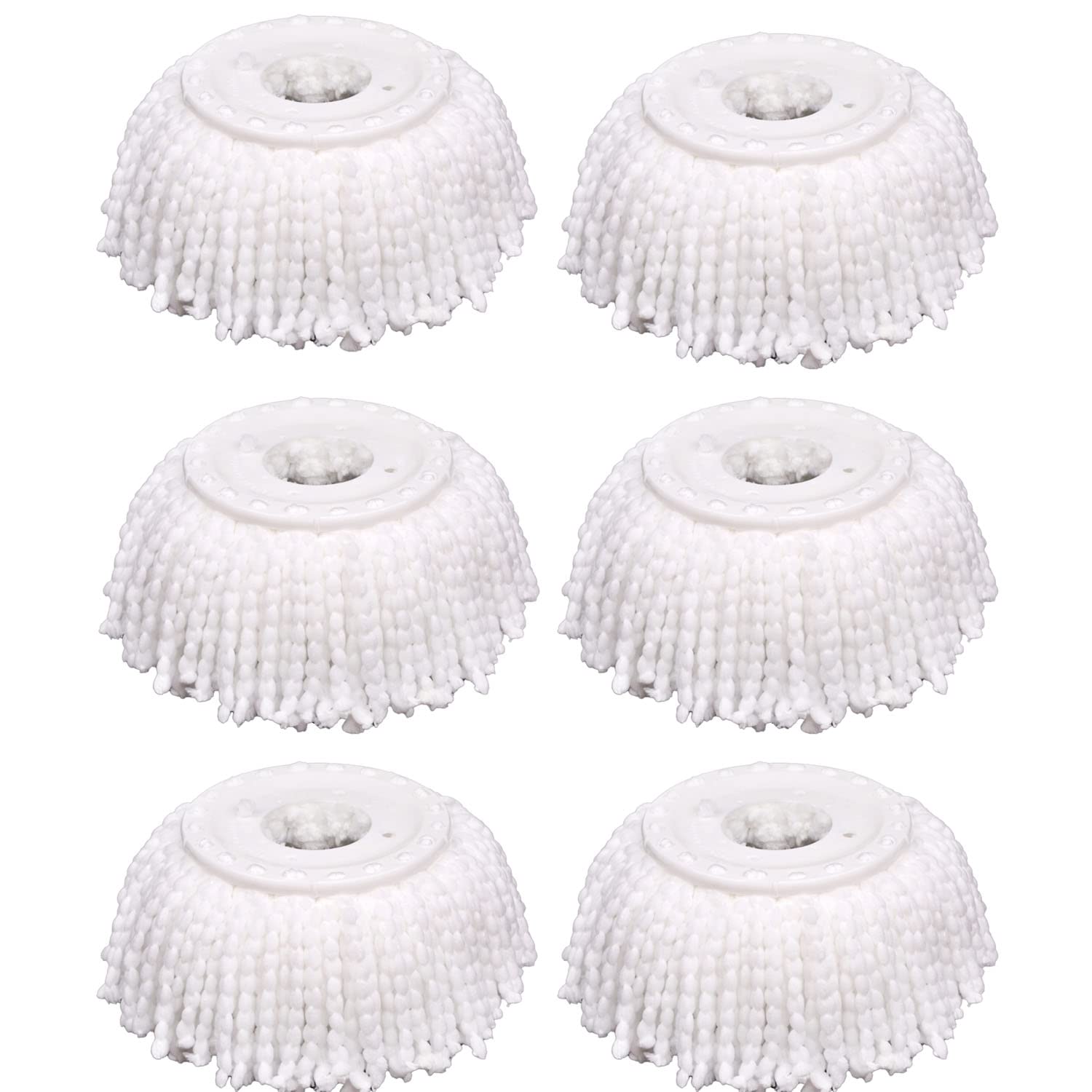 6 Pack Spin Mop Head Refill, Universal Round Mop Head Replacement, Microfiber, Machine Washable