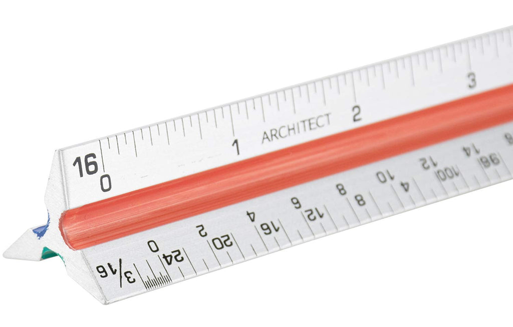 Nicunom 3 Pack Architectural Scale Ruler, 12" Triangular Architect Scale Aluminum Color-Coded Grooves Triangle Ruler for Architects, Students, Draftsman, and Engineers (Imperial)