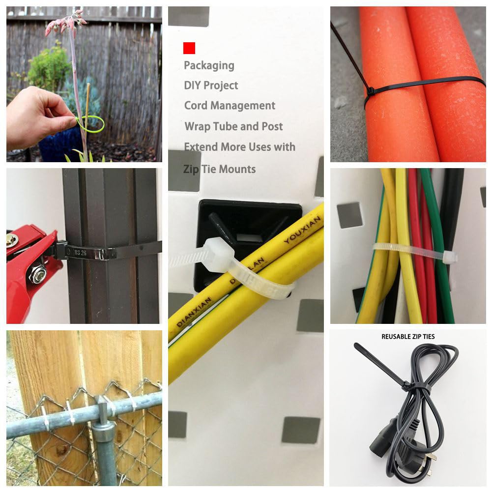 HS Durable Small Plastic Zip Ties 4 Inch (Bulk-1000 Pack) Black Nylon Ties Zap Straps 18 Lbs for PC,Electronic,Wire Cable Ties