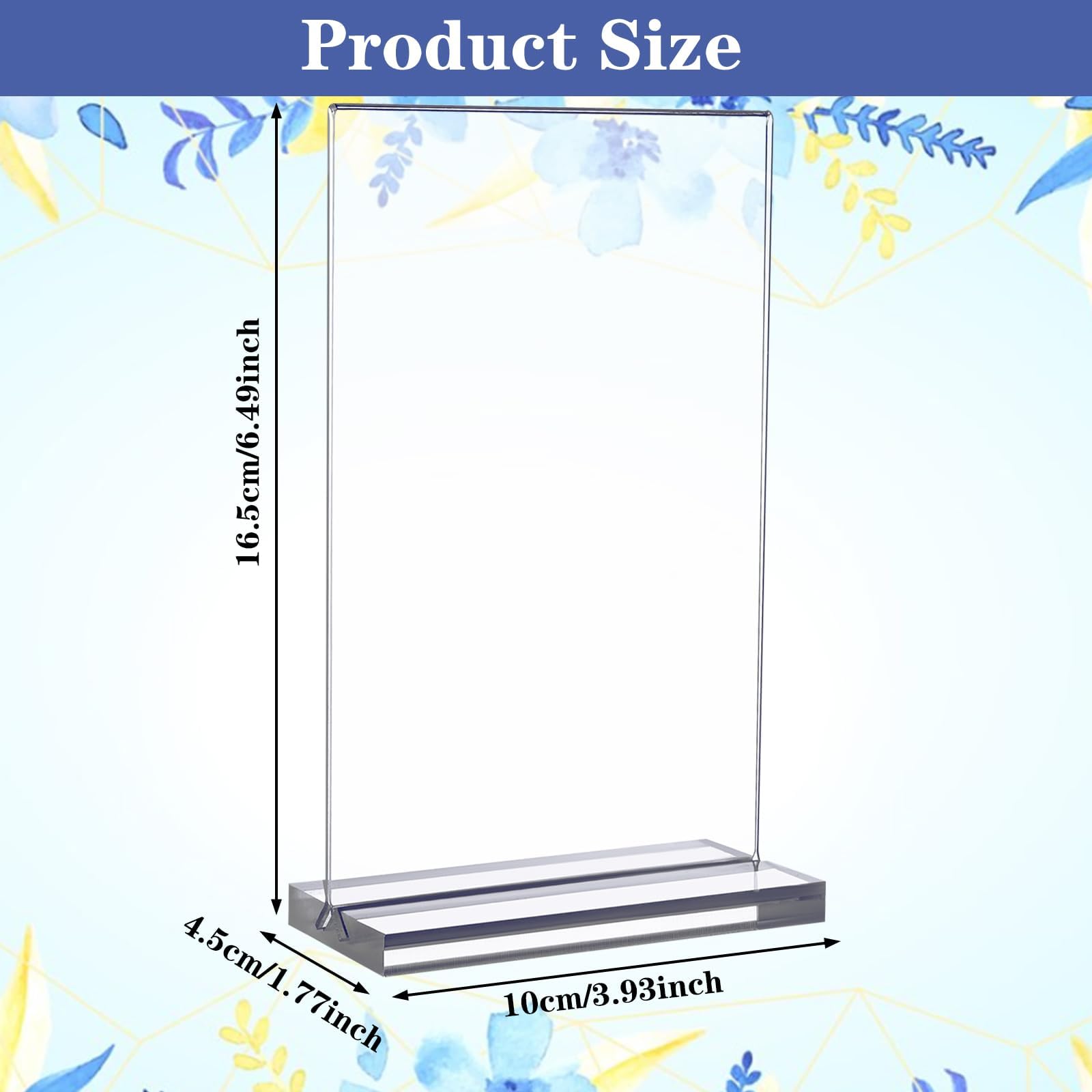GANGBARU 10 Pack 4 x 6'' Acrylic Sign Holder Clear Display Stand Double Sided Vertical Flyer Menu Brochure Holders for Restaurant Wedding School Office Hotel Party