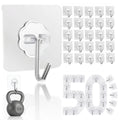 DDMY Adhesive Hooks Kitchen Wall Hooks- 50 Packs Heavy Duty 33lb(Max) Nail Free Sticky Hangers with Stainless Hooks Reusable Utility Towel Bath Ceiling Hooks