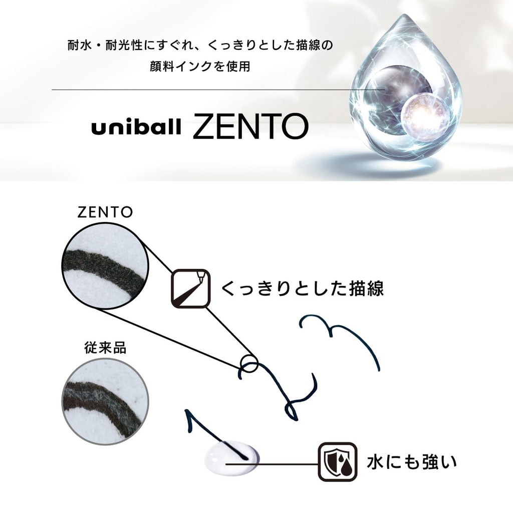 uniball ZENTO Water-Based Ink Refill UBR-Z-05, 0.5mm Fine Point, Blue, Compatible with uniball ZENTO Pens, UBRZ05.33, Pack of 10