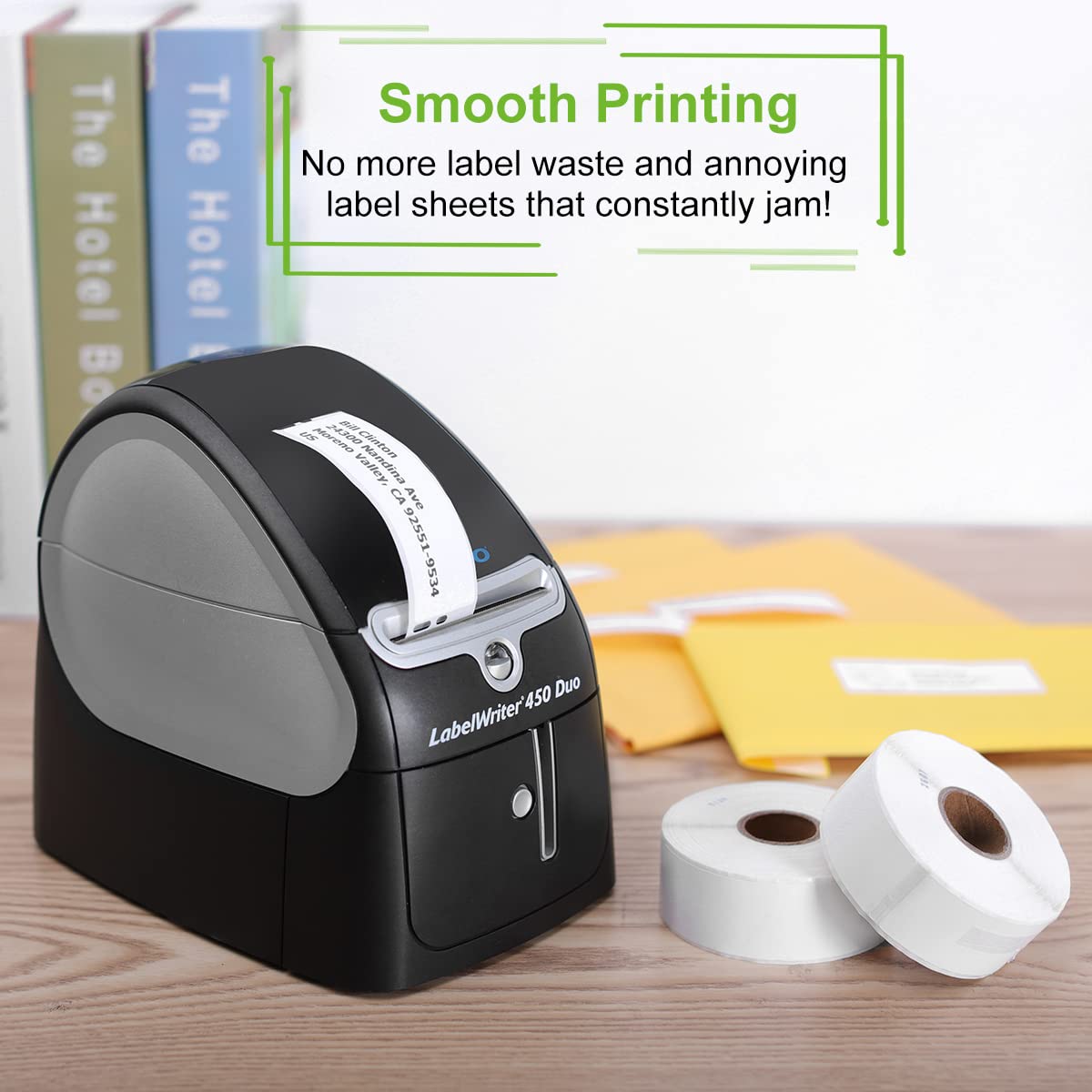 MarkDomain 30252 Compatible with DYMO 30252 1-1/8" x 3-1/2" (28 x 89 mm) Return Address Barcode Shipping Labels, Work with DYMO Label Writer 450, 450 Turbo, 4XL Label Printers, White, 10 Rolls of 350