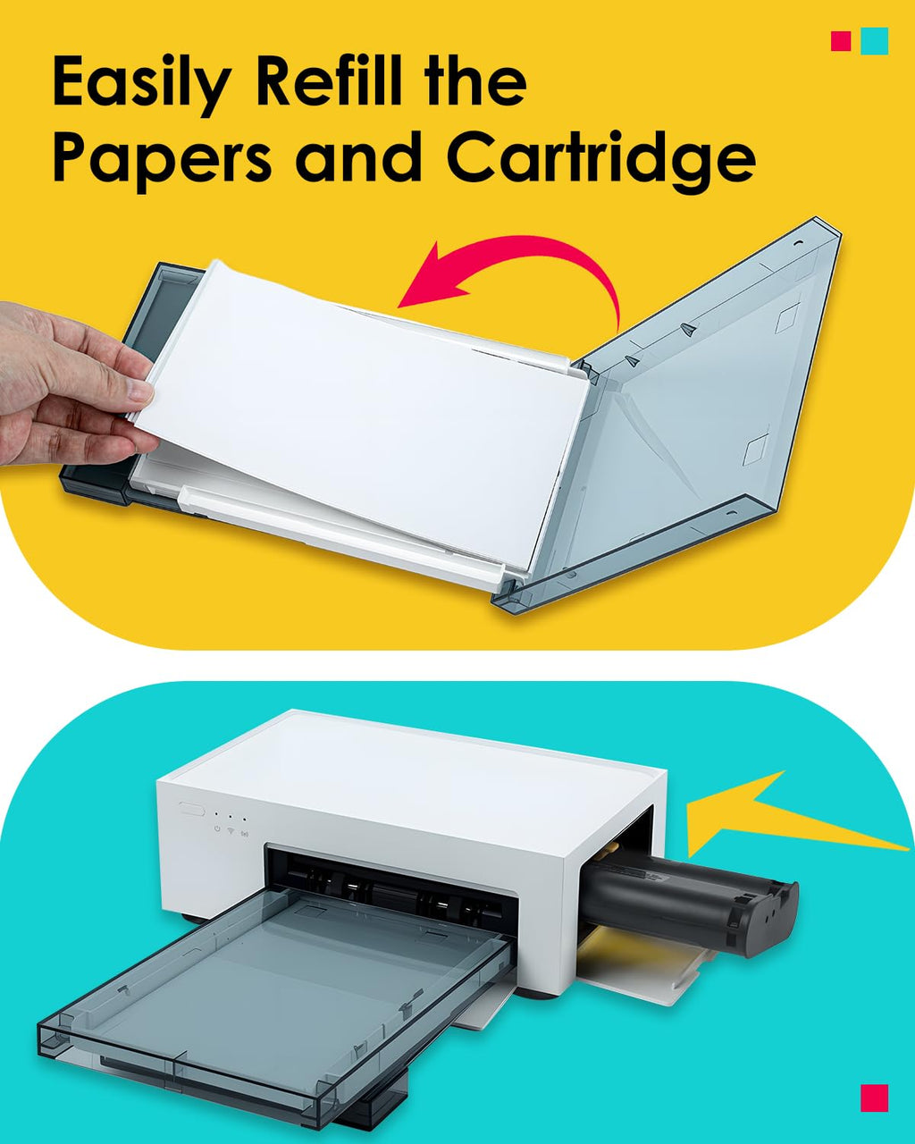 Compatible with Liene Amber M100/M200/M110/M210 4" x 6" Photo Printer 2 Ink Cartridges Refill, Prints 80 Sheets Photo, Only for DHP512/DHP513/DHP514/DHP515, Dye Sublimation (Without Paper)