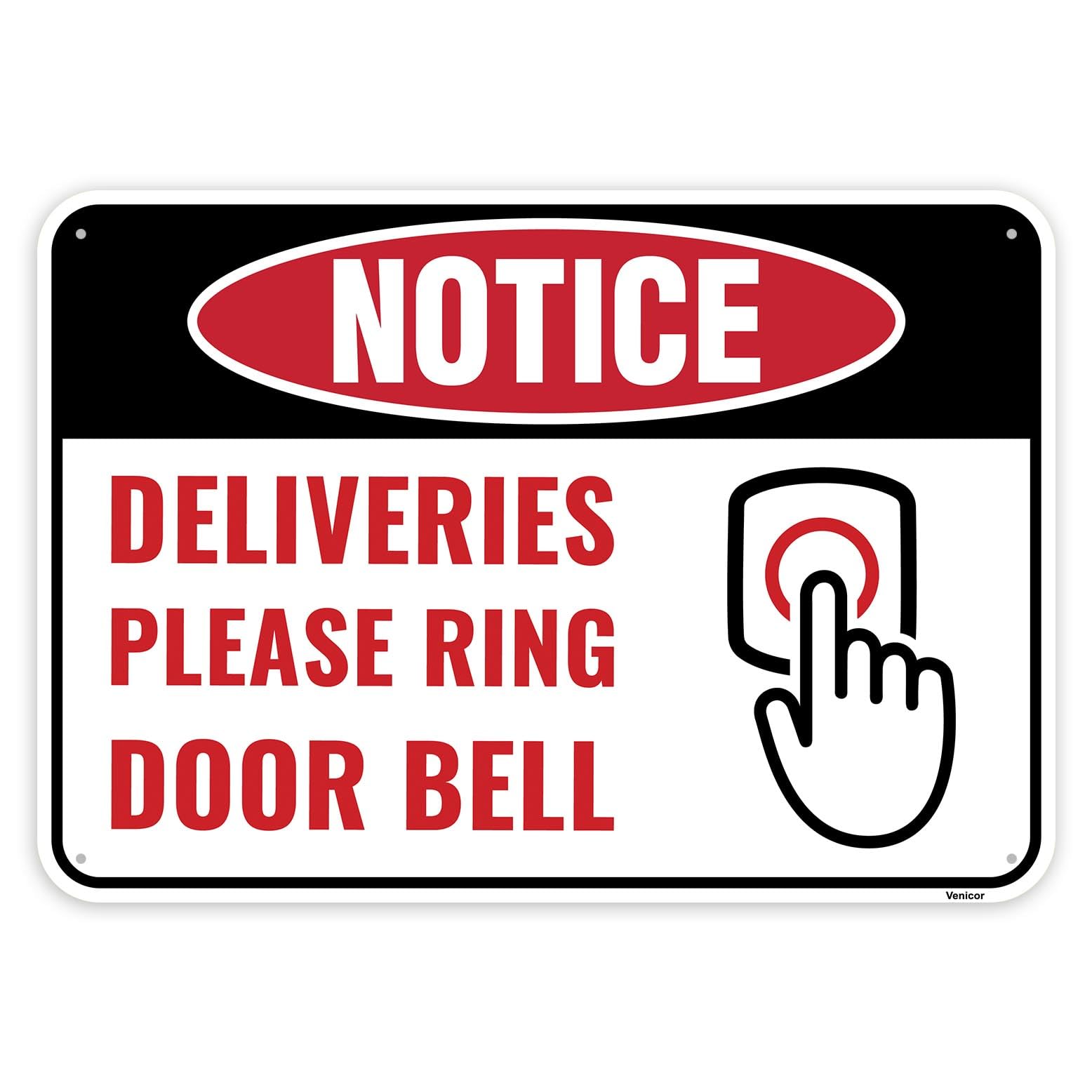 1PC Deliveries Please Ring Doorbell Sign, 10 x 7 Inches - Aluminum - Ring Door Bell - Delivery Instruction