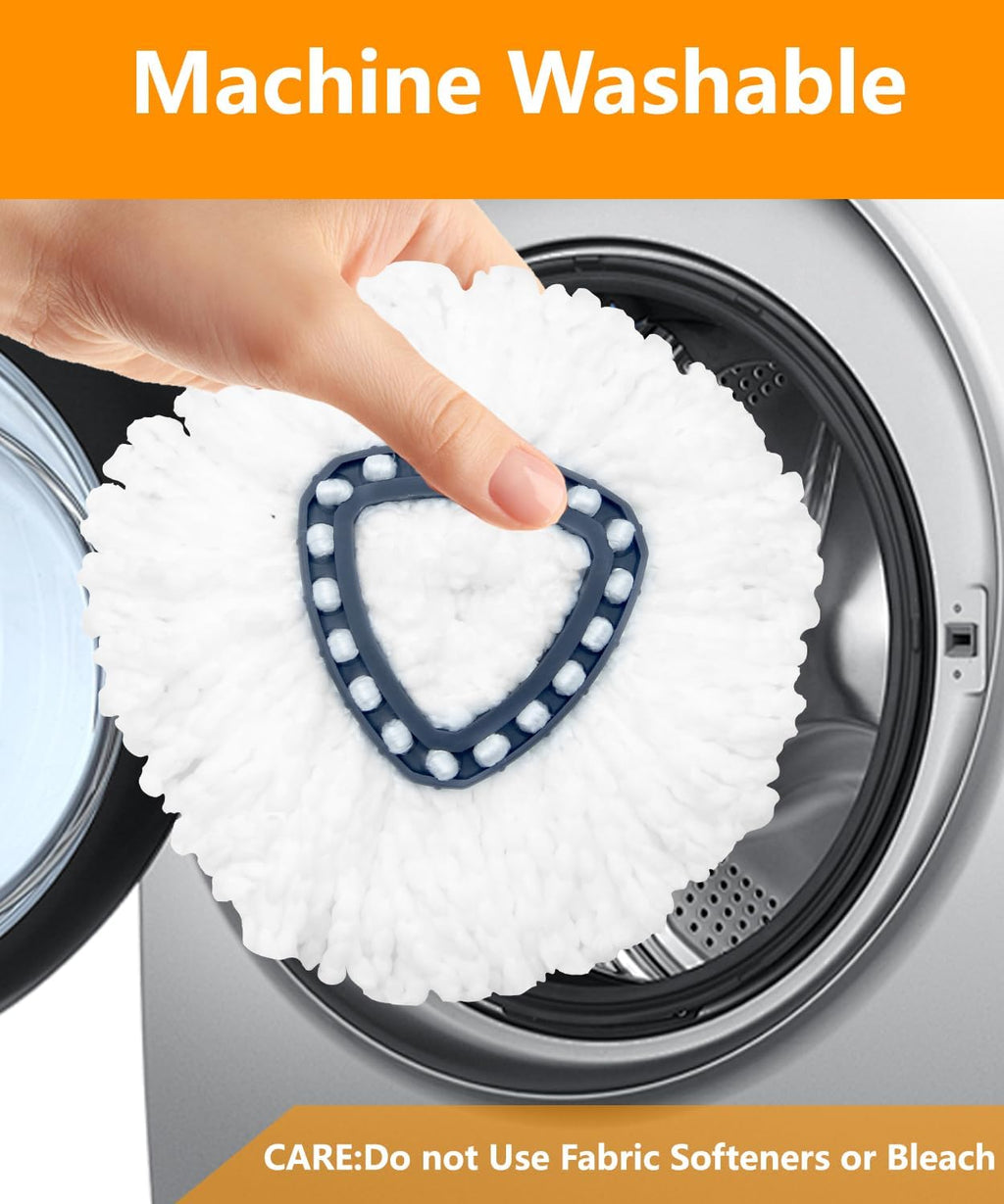 4 Pcs Spin Mop Heads Replacements For Vileda,Spin Mop Replacement Head Set with Base and 30" to 58" Mop Handle,Mop Head Replace,Mop Refills Machine Washable& Easy-to-Replace