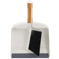 SUBEKYU Dustpan and Brush Set with Bamboo Handle, Hand Small Broom and Dustpan Set for Kitchen/Desktops/Bedroom, White, 1 Set