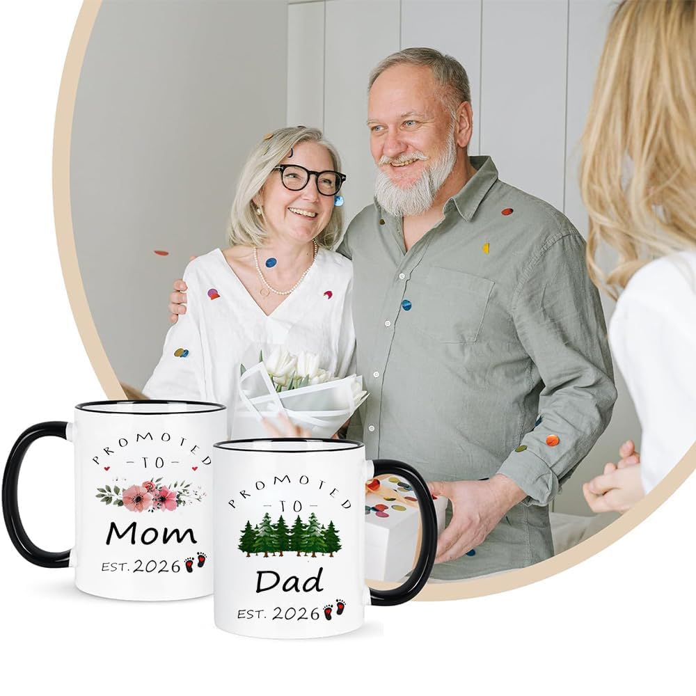 Mom Dad Est 2026 New Parent Gifts Dad Mom Pregnancy Announcement Gift Est 2026 Parent to be Gifts Mom Dad Coffee Mugs