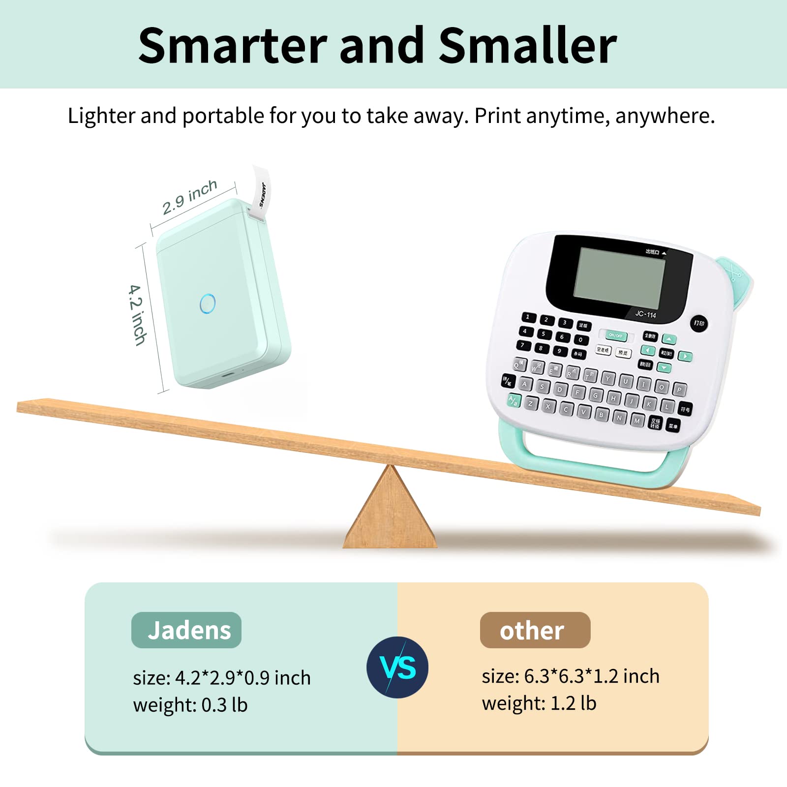 JADENS D110 Bluetooth Label Maker Machine, Portable Label Maker with Multiple Templates, Includes 1/2" Label Tape, Mini Label Printer for Home, School & Office Organization, Rechargeable, Green