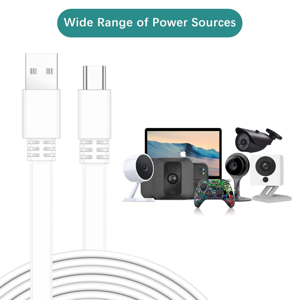 Basesailor Micro USB Power Cable 30FT 2Pack,Flat Micro USB Charging Power Cord,Charger for Wyze Cam Pan,Yi Cam,Nest Cam,Blink Mini/XT/XT2/3rd Gen Camera,Arlo Q,Furbo Dog,Netvue,Xbox 1 Controller 20