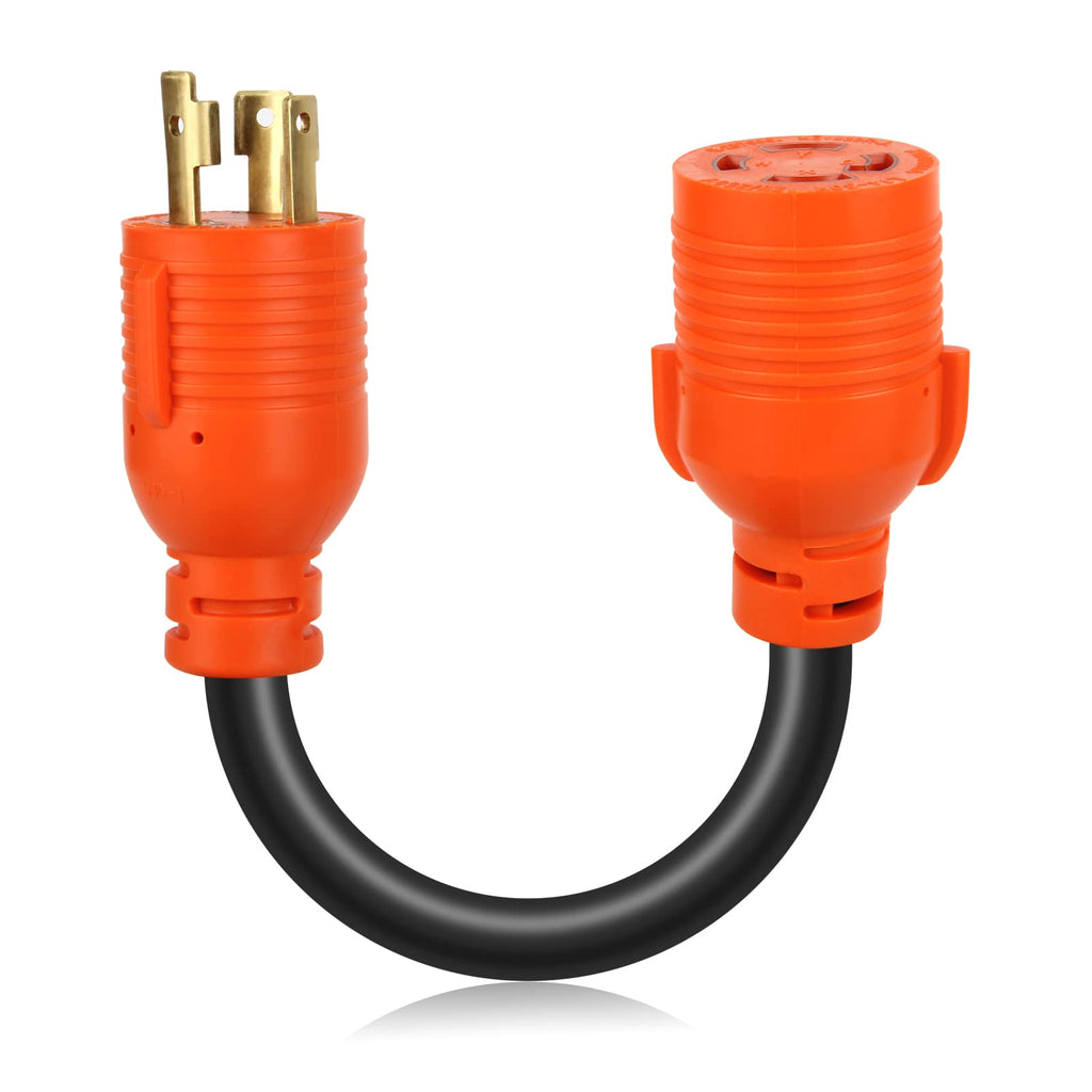 OPL5 NEMA L5-30P Male Plug to L14-30R Female 18 Inch, 4 Prong to 3 Prong Generator Plug Adapter Cord , Generator to House Inlet Box, STW 10 AWG (L5-30P/L14-30R)