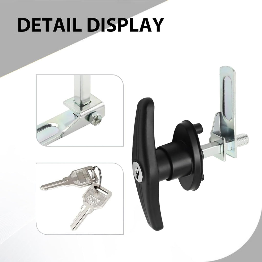 1 Pair Heavy Duty RV T-Handle Locks with Keys, Metal Truck Cap Locks, Universal Replacement T-Handle Locks for RV, Truck, Camper, Trailer (Left & Right)