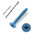 ANCHOREASE 3/16″×1-3/4″ (200Pcs) Flat Head Concrete Screw Anchor, Blue Screw, for Anchoring to Masonry, Block or Brick