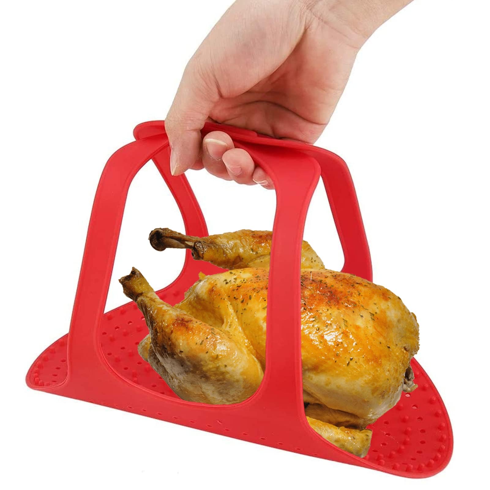 Silicone Turkey Lifter, Reusable Heat Resistant Non Stick Poultry Lifter Chicken Turkey Meat Lifter Mat Turkey Roasting Sling Oven Baking Mat for Home Cooking, 23.2 x 12.4 in