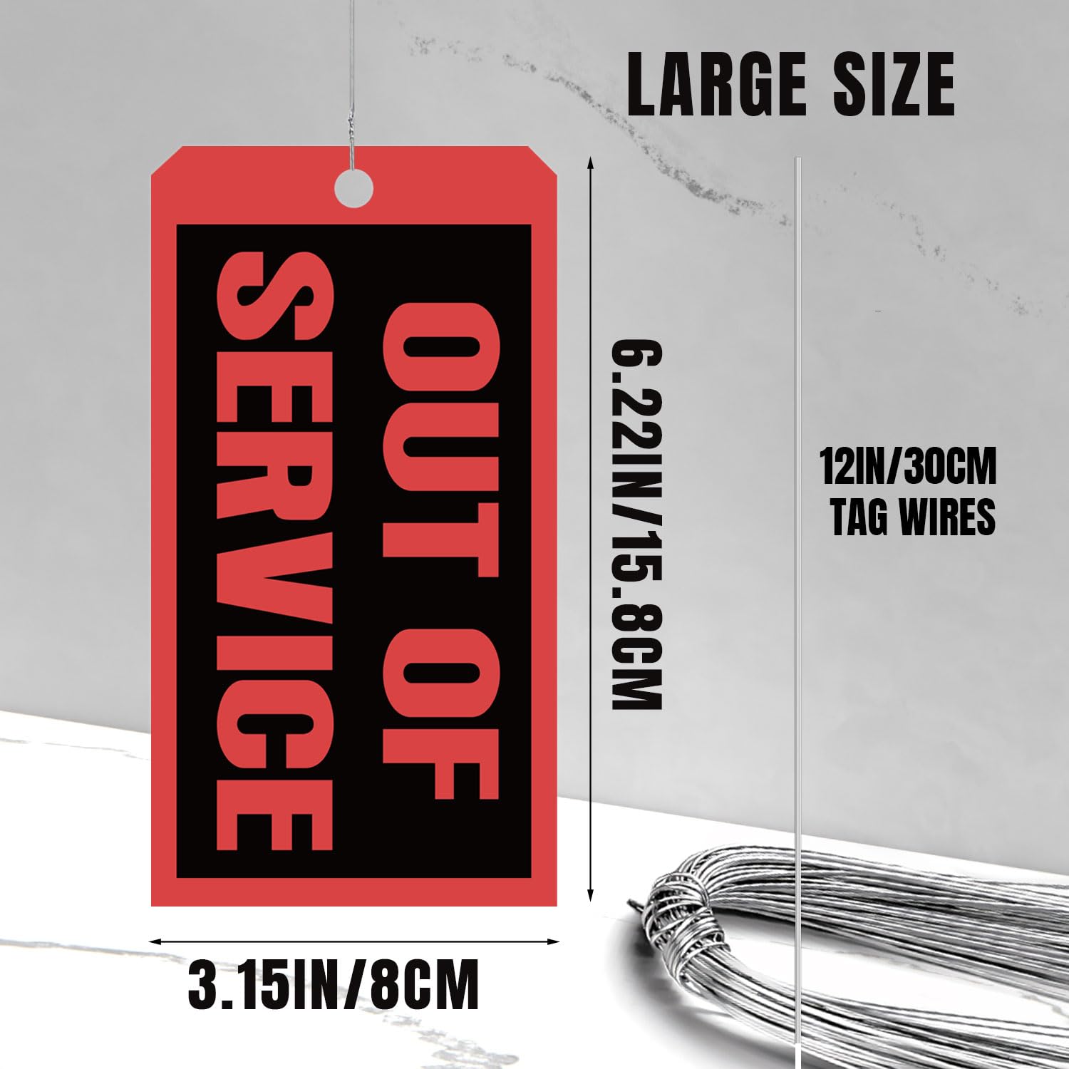 200PCS Out of Service Tags - 6.22 x 3.15-in Maintenance Required Red Tags Repair Tags with 12-in Tag Wires Attached for Machine Equipment Inspection Maintenance