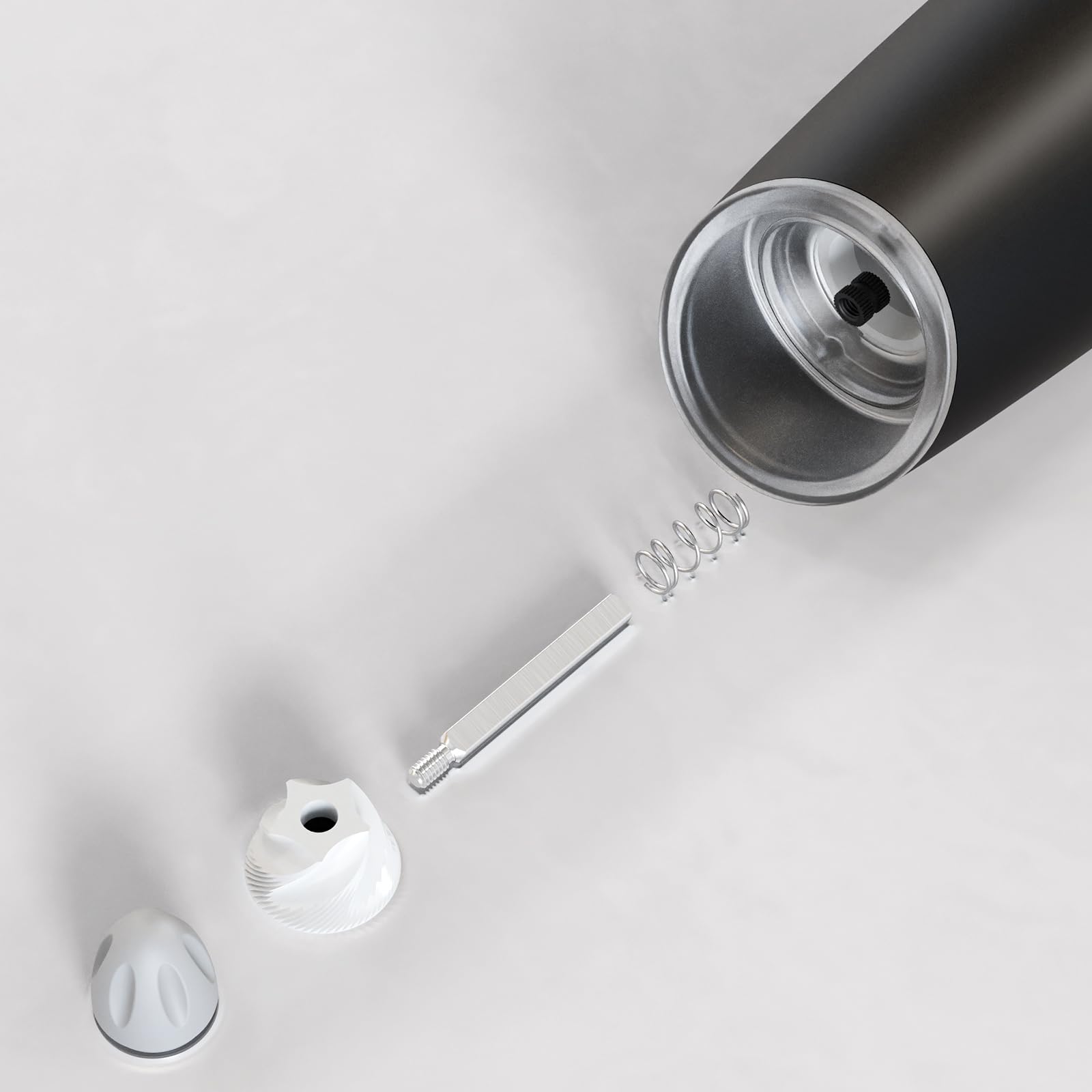 PEIPU Electric Pepper and Salt Grinder, Seasoning Mill，Adjustable Coarseness,with LED Light,One Hand Automatic Operation, Stainless Steel