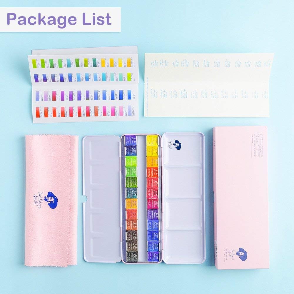 Paul Rubens Watercolour Paint Set, 24 Vibrant Colors Artist Grade Watercolor Paint with Metal Box Case, Art Supplies for Beginners Students Artists