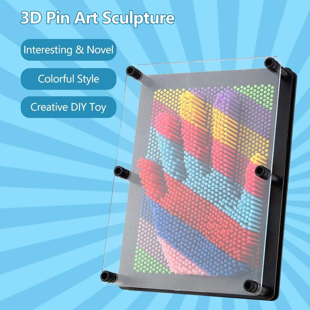 3D Pin Art Board Toy, Pin Art Sensory Toys for Autism, Sculpture Board, Creative & Sensory Art Toy for Kids & Adults, Impressive Tactile for Desk, Office & Home - Colorful Plastic,6 X 8 in