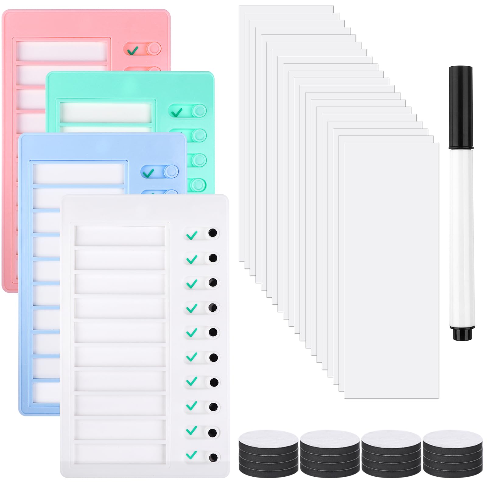 4 Pcs Blank Chore Chart Memo Checklist Boards Kids Chore Chart with 20 Detachable Cardstock to Do List Checklist Board Daily Routine Chart Checklist Board for Home Routine Planning