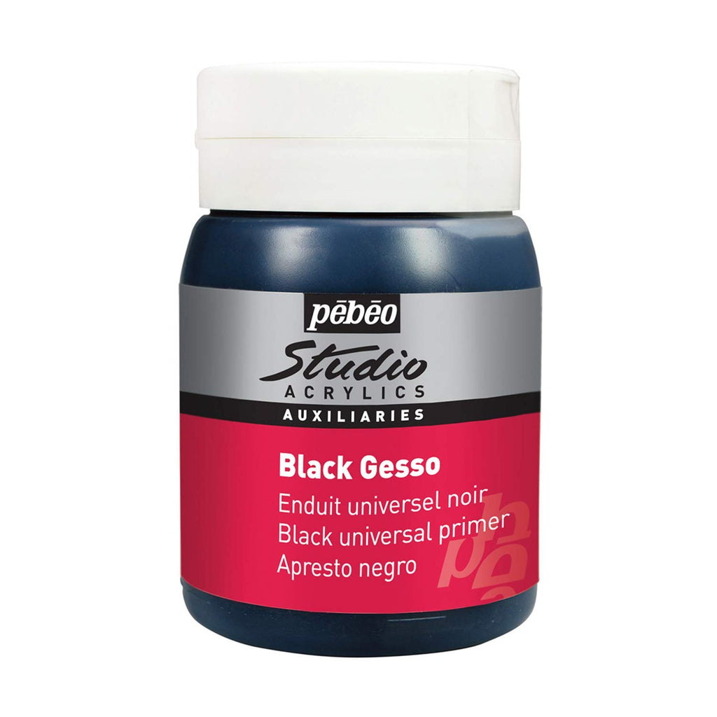 Pebeo Studio Acrylics Auxiliaries, Studio Black Gesso 500-Milliliter