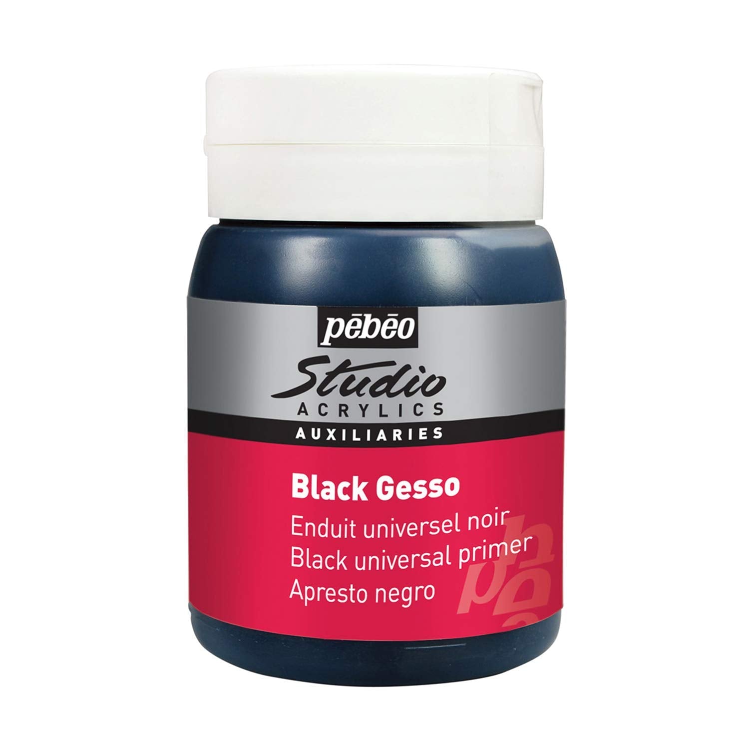 Pebeo Studio Acrylics Auxiliaries, Studio Black Gesso 500-Milliliter