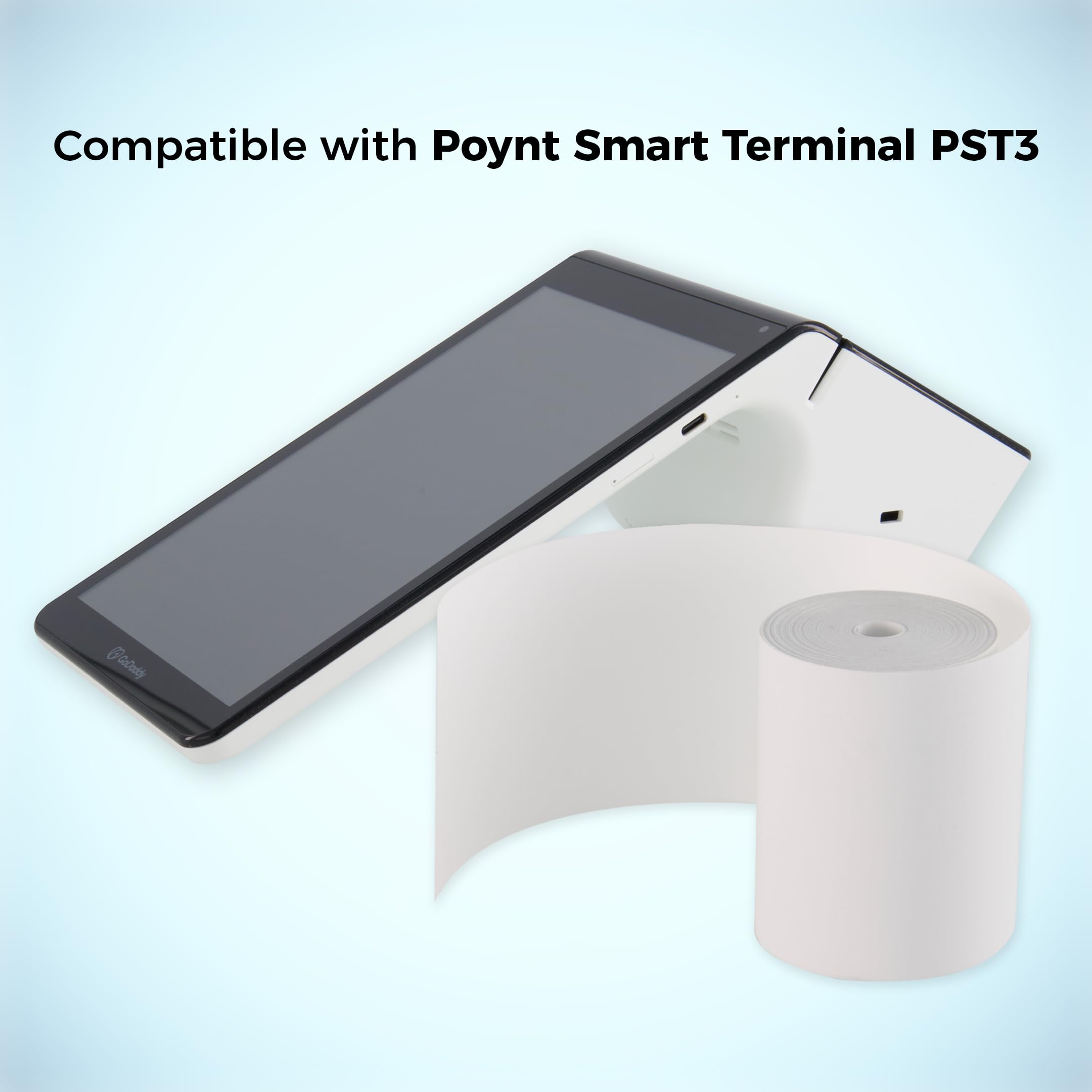 ReceiptPaperPro 2 1/4” x 72 ft Coreless Thermal Paper Receipt Rolls fits Poynt C Smart Terminal V3 and Cash Register POS Credit Terminals, 25 Rolls/Case