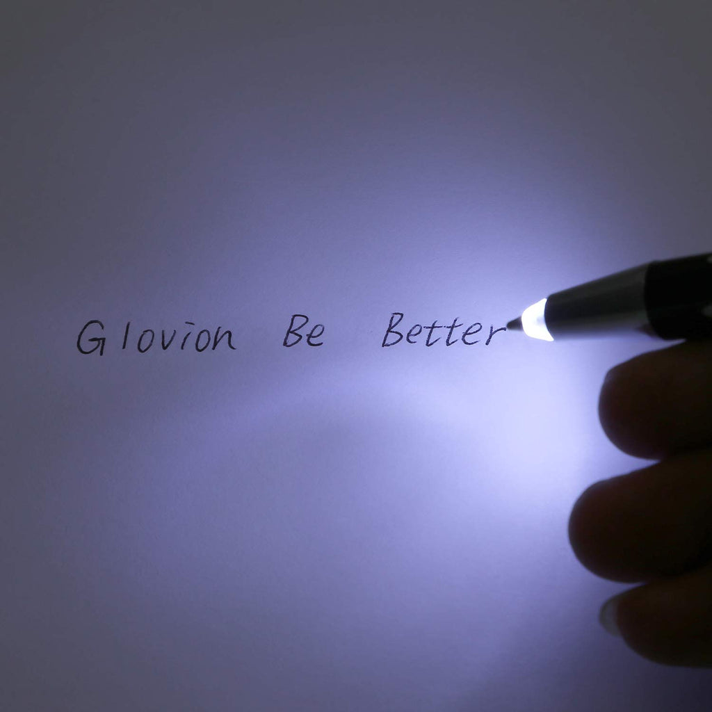 Lighted Tip Pen With Stylus - LED Penlight Light Up Ballpoint With Stylus for Writing in The Dark - Pack of 3 - White Light - GL006