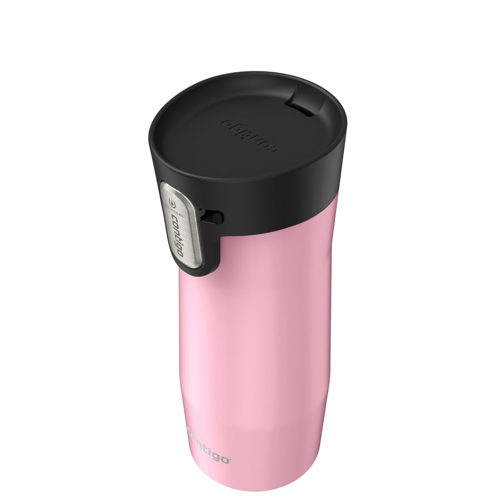 Contigo West Loop 3.0 Stainless Steel Travel Mug with Tea-Bag Hook & Spill-Proof Lid, Vacuum-Insulated Reusable Cup Coffee and Tea, 16 oz (473 mL), Strawberry Cream - Keeps Drinks Hot up to 11 Hours
