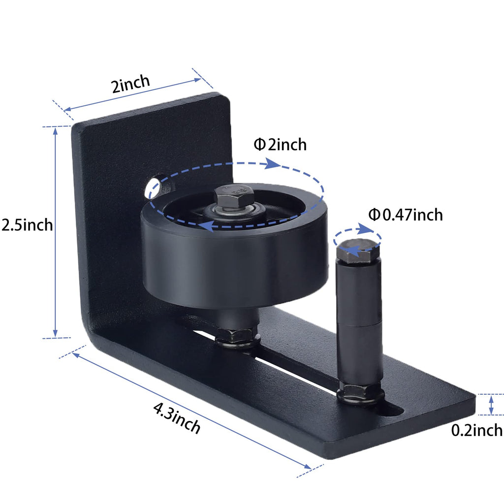 Sliding Barn Door Floor Guide 2pack, Bottom Adjustable Heavy Duty Carbon Steel Barn Door Track Stay Roller, with Mute Pad, Black