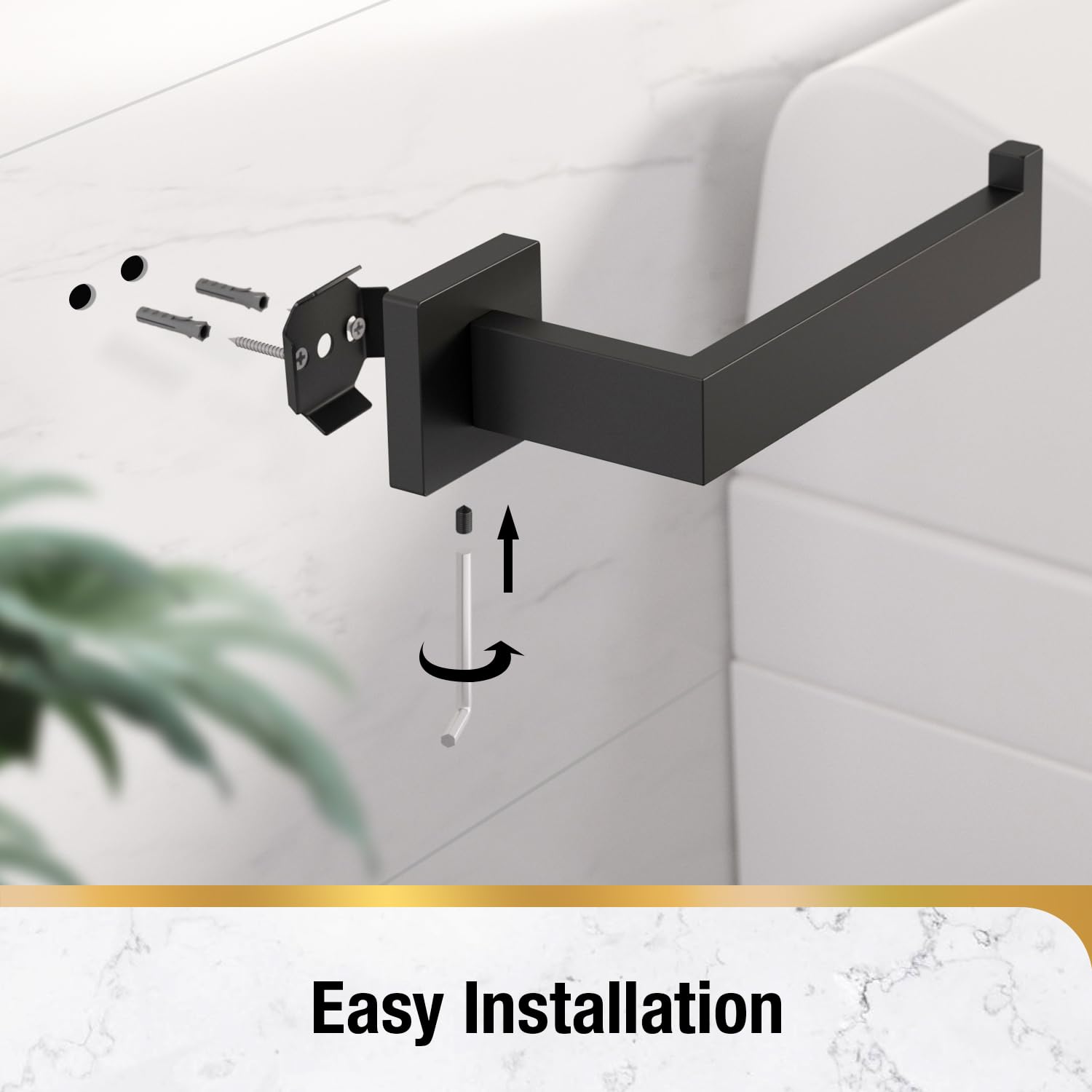 HITSLAM Toilet Paper Roll Holder Wall Mounted Matte Black Toilet Paper Holder for Bathroom Tissue SUS 304 Stainless Steel Rustproof Waterproof Rotateproof Square Style 2 Pack
