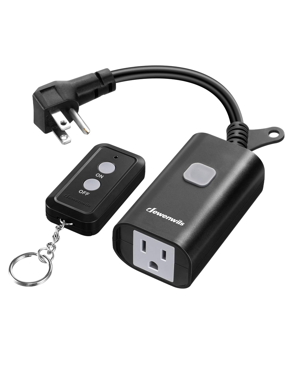 DEWENWILS Outdoor Remote Control Outlet, 15A Wireless Remote Control Switch, 100FT Control Range & 14AWG SJTW Power Cord, Weatherproof for Outdoor Appliances, 1 Remote Control+1 Outlet