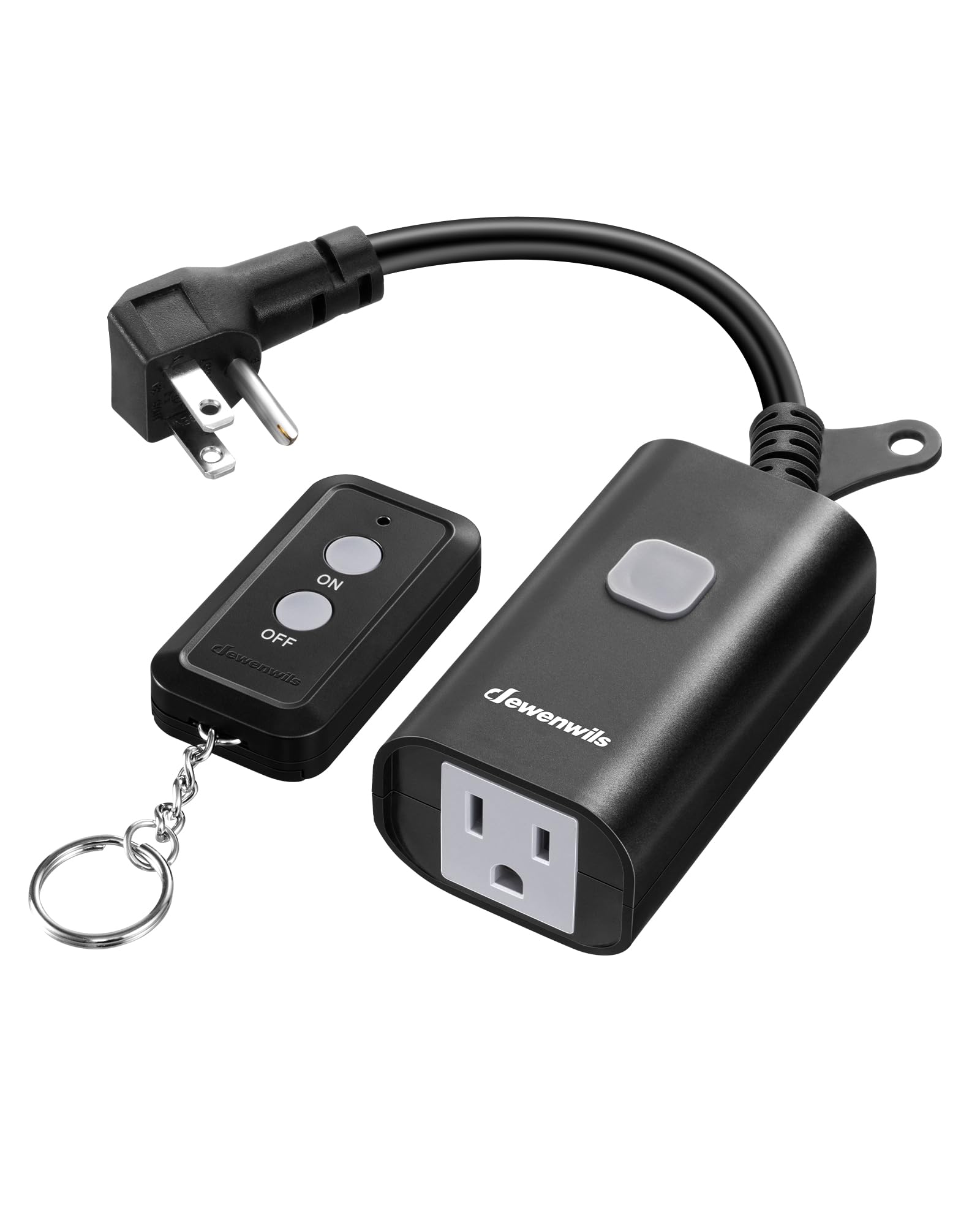 DEWENWILS Outdoor Remote Control Outlet, 15A Wireless Remote Control Switch, 100FT Control Range & 14AWG SJTW Power Cord, Weatherproof for Outdoor Appliances, 1 Remote Control+1 Outlet