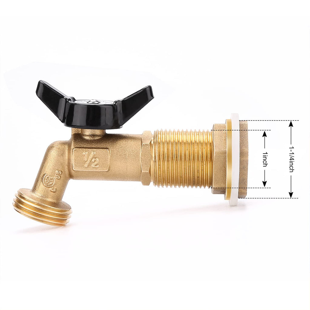 WADEO Rain Barrel Spigot Kit Brass Rain Barrel Quarter Turn Ball Valve Spigot with Bulkhead Fitting Black