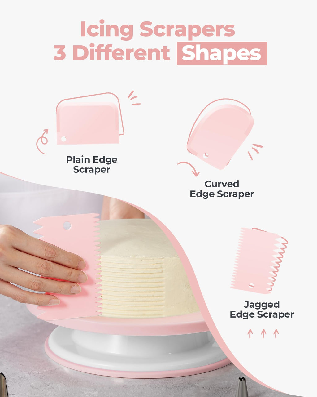 Kootek 158 Pcs Cake Decorating Kit with Cake Turntable, 64 Piping Tips, 50+2 Pastry Bags, Frosting Spatulas, Leveler, Scrapers, Fondant Molds, and More Baking Supplies Decorating Tools