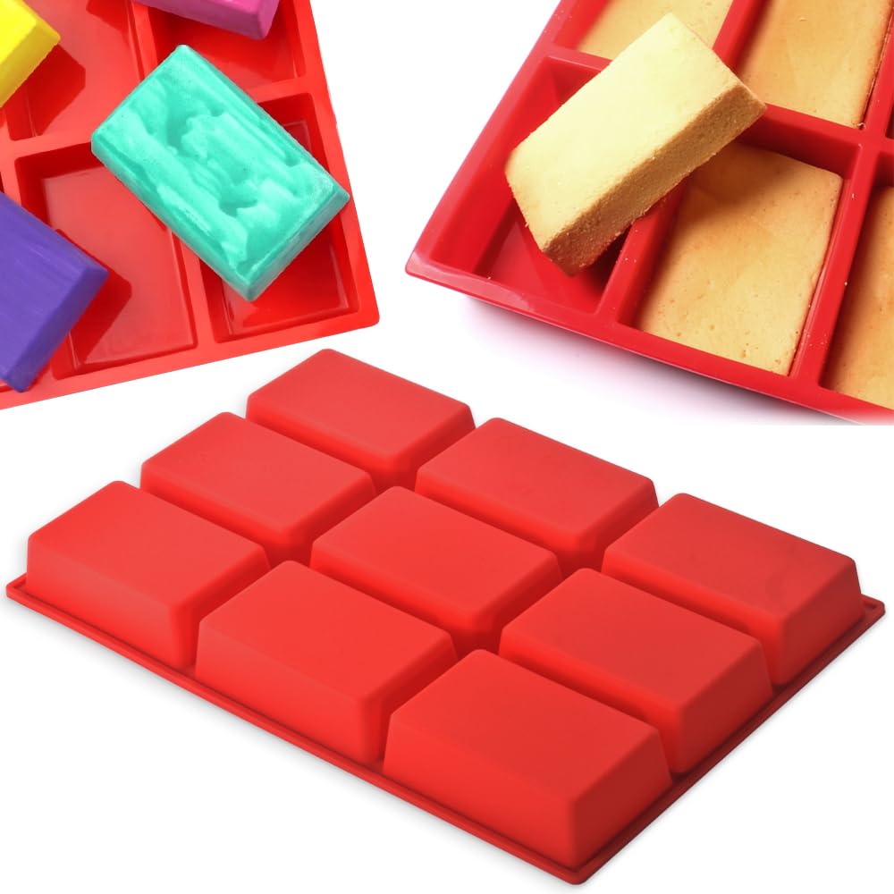 ionEgg Silicone Mini Loaf Pan, Non-Stick Mini Bread Pan, 9 Cavity Silicone Bread Baking Mold, for Mini Loaf Cake, Bread, Meatloaf, Pack of 2
