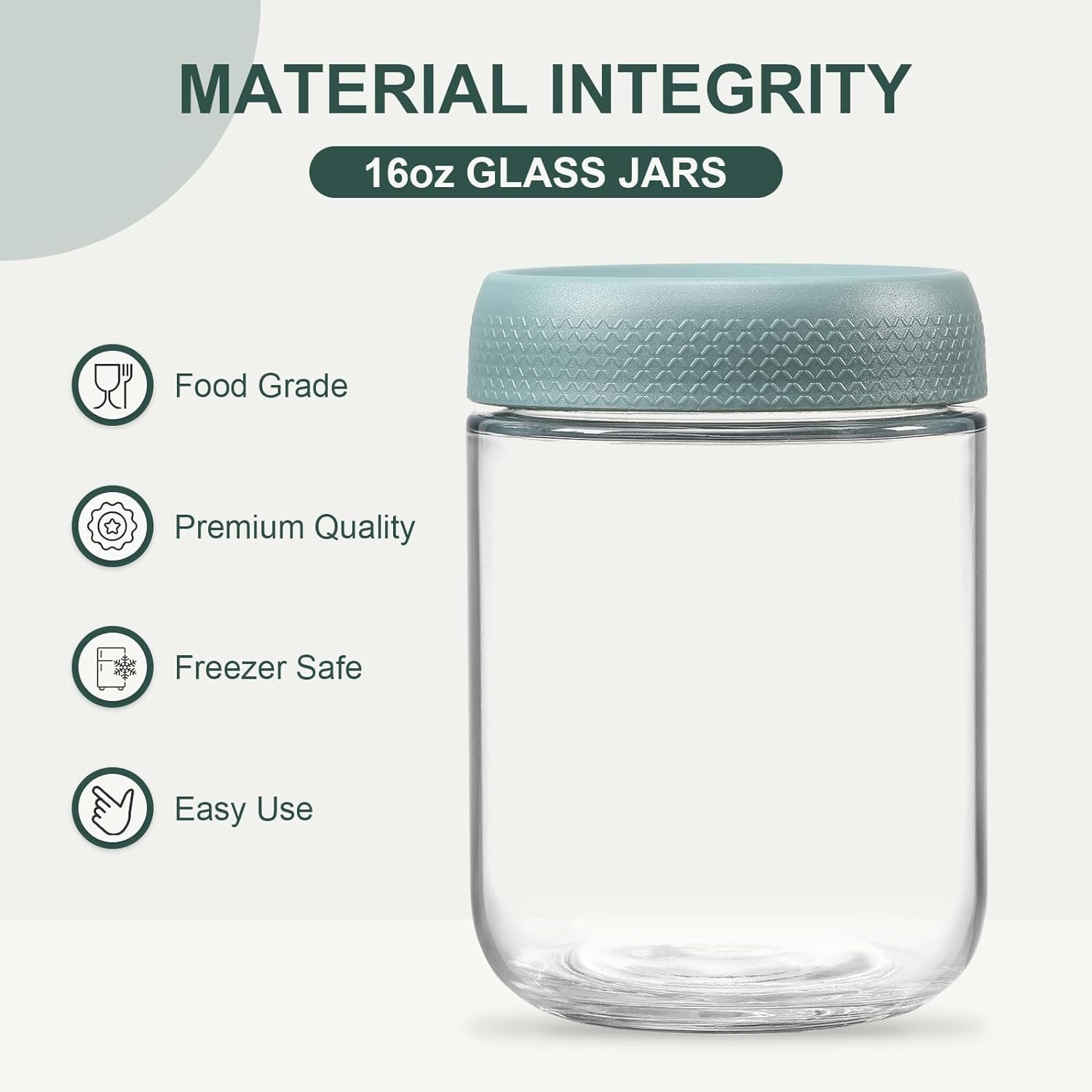 ALINK 4-pack 16 oz Overnight Oats Containers with Lids, Glass jars with Airtight Lids, Wide mouth Mason Salad jars, Glass Food Storage Containers for Snacks Yogurt Spice Sugar