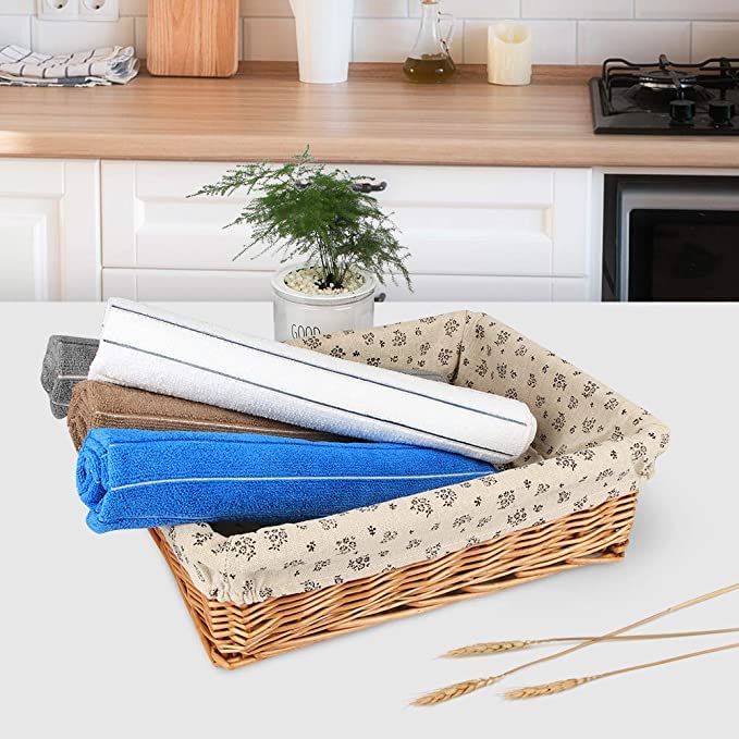 AIDEA Dish Towels-8Pack, 15”x25”, Microfiber Kitchen Towels, Super Soft and Absorbent, Multi-Purpose Kitchen Towels for Home, Kitchen-White/Grey