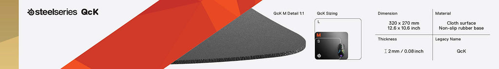 SteelSeries QcK Gaming Surface - Medium Thick Cloth - Mouse Pad of All Time - Peak Tracking and Stability - Black