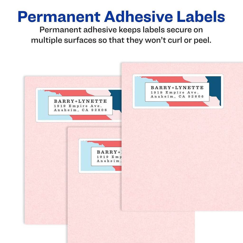 Avery Easy Peel Address Labels, Inkjet Printers, White, 1" x 2-5/8", Box of 750 Labels (08160)