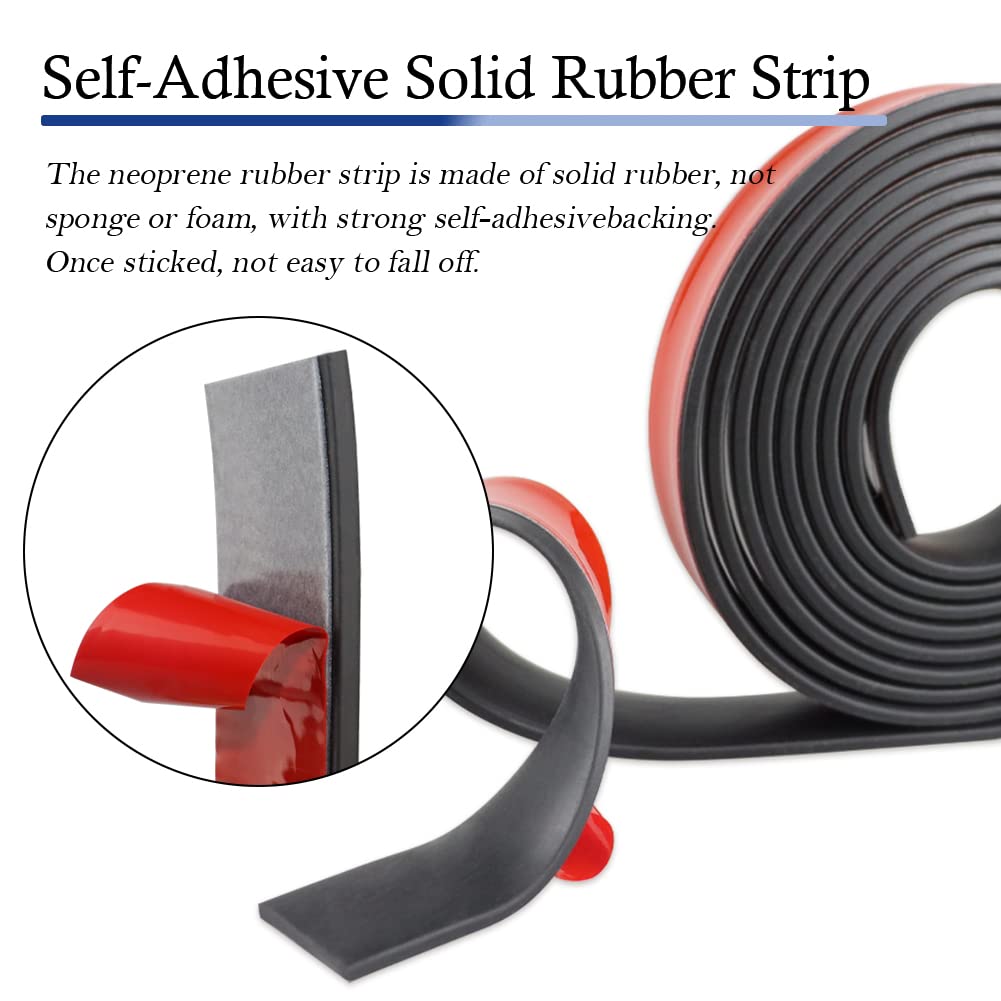 Neoprene Rubber Strips Self Adhesive Solid Rubber Sheets, Rolls & Strips for DIY Gaskets Crafts Pads Seals Warehouse Flooring Neoprene Sheet with Adhesive Backing (1, 1” Wide x 1/5" Thick x 10' Long)