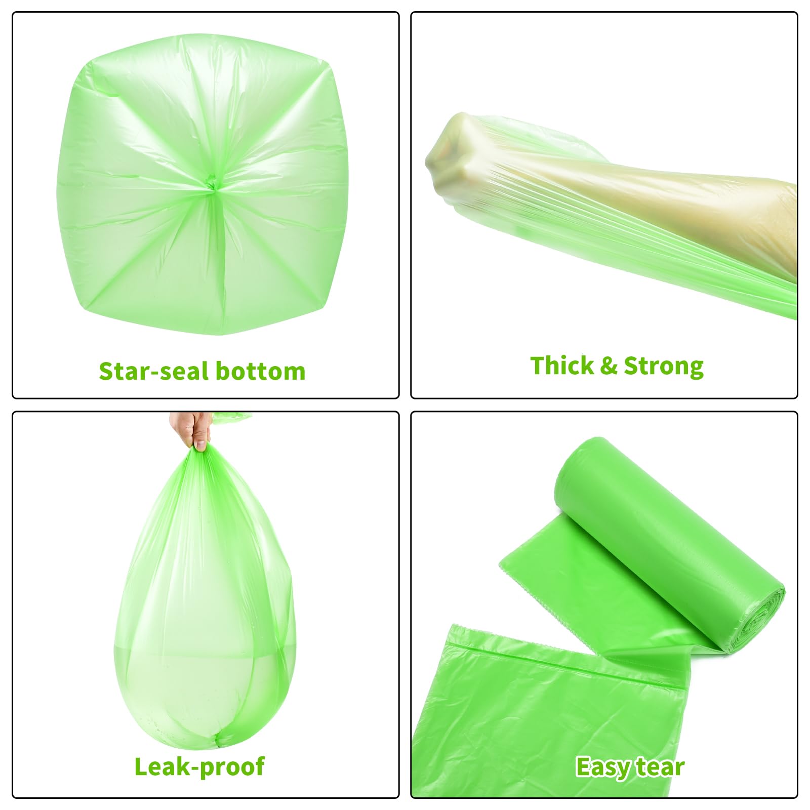 Biodegradable Small Trash Bags, 10L / 3 Gallon, 200 Count | Premium Thick Garbage Bags, Unscented Eco-Friendly Bin Liners for Kitchen, Bathroom, Office & Bedroom | EnvoWise Compostable Trash Bags