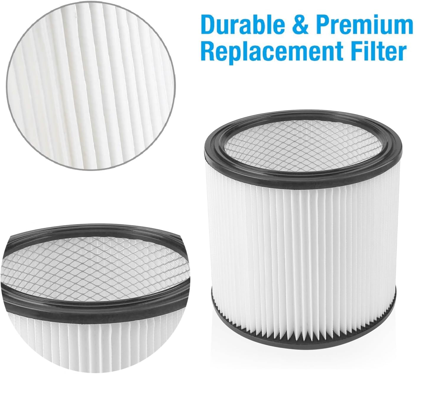 2Pack 90304 Replacement Filter Kit Compatible with Shop Vac Cartridge Filter 90350 90304 90333 90585, Fits Most 5 Gallon and above Wet Dry Vacuum Cleaner