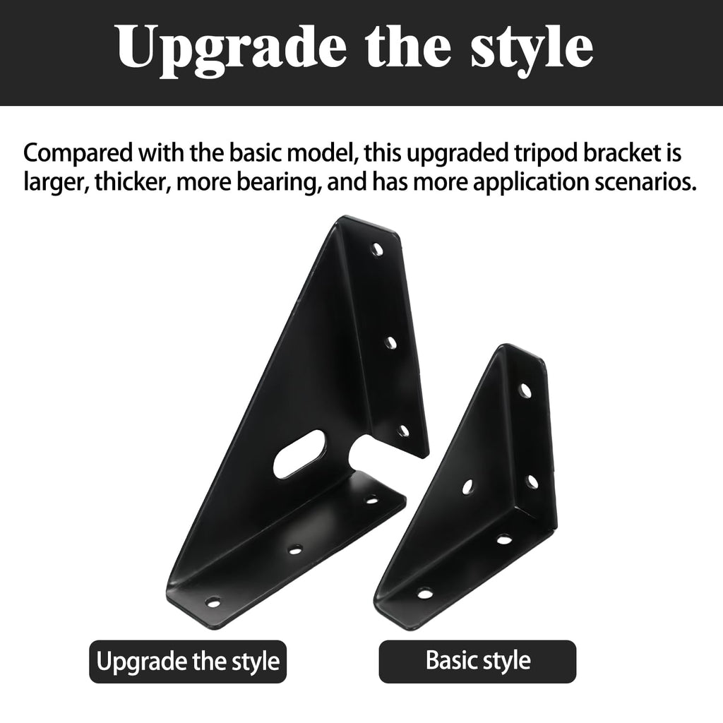 4 Pcs Heavy Duty Gusset Joints, Trapezi Corner Code, Bracket Corner Brace Bracket Fasteners(Black)