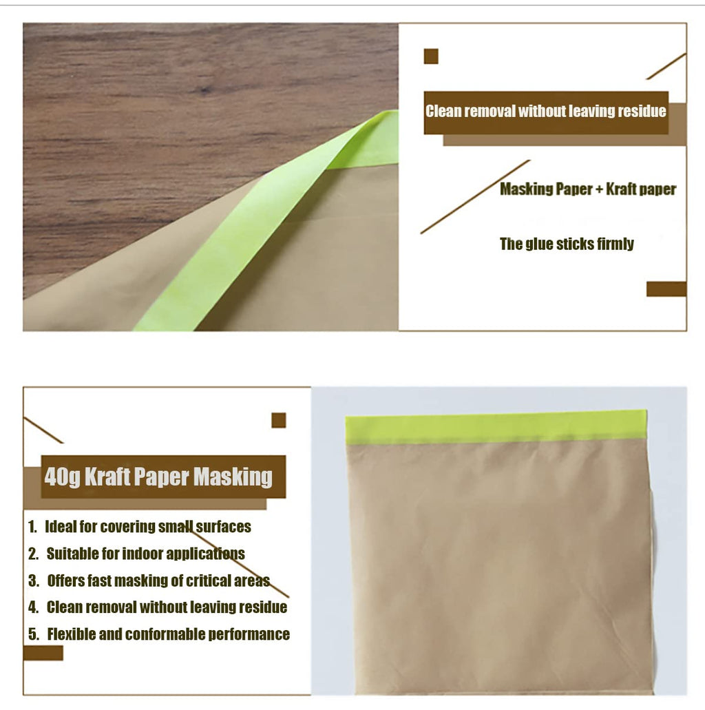 Tape and Drape Masking Paper for Auto Body Supplies, Painting, Car, Furniture, Floor - Assorted Sizes (20 Inches Wide X 50 Feet Long)