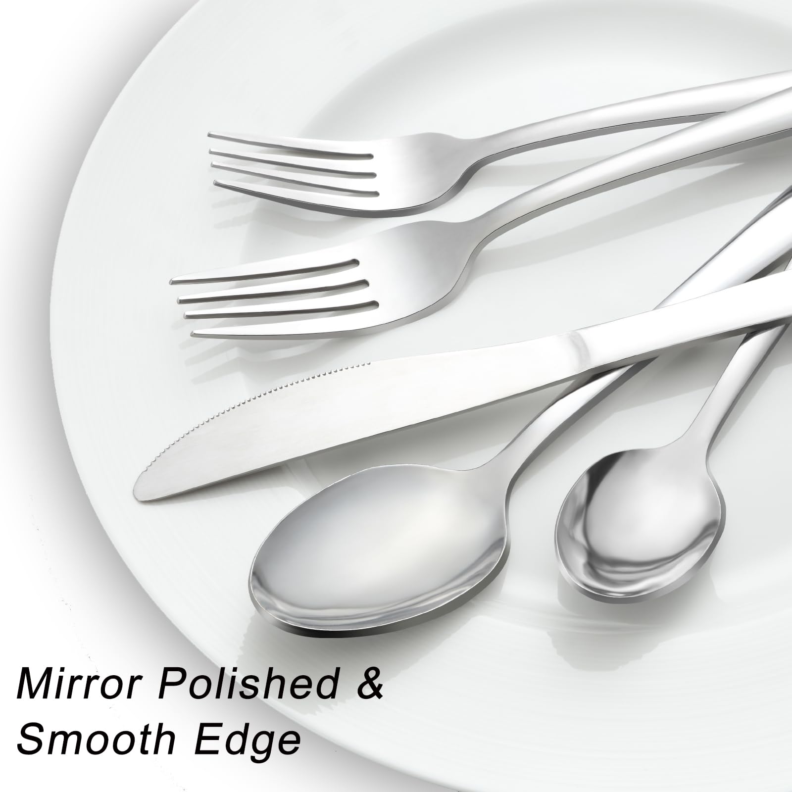 Pleafind 48-Pcs Silverware Set for 8, Flatware Set with Steak Knives, Stainless Steel Cutlery Set, Include Forks Spoons and Knives Set, Dishwasher Safe Utensil Sets for Home Restaurant