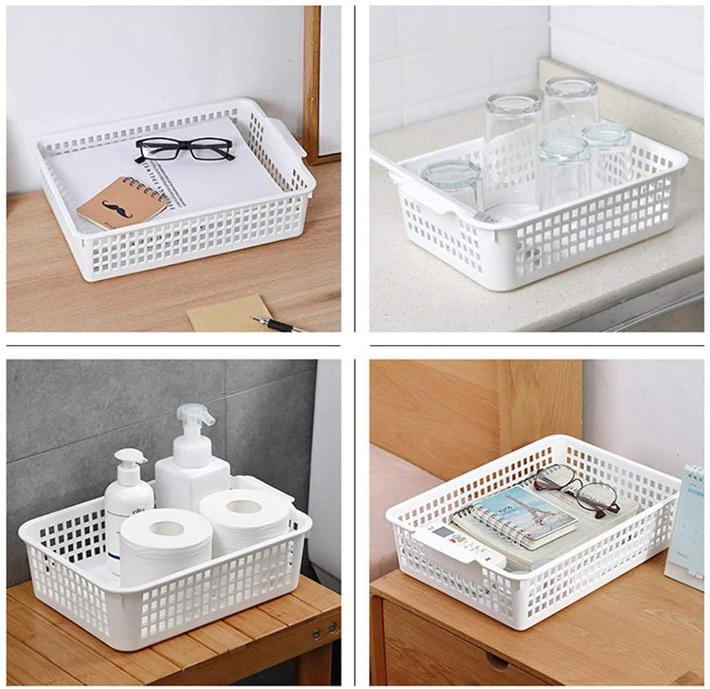 Lawei 8 Pack Paper Organizer Baskets - Plastic Oraganizer Baskets Colorful Plastic Bins with Handles, Classroom Office File Holders for Home Kitchen Office School